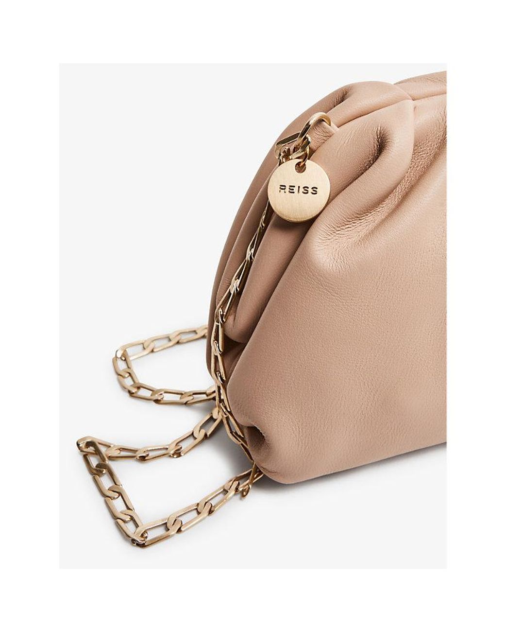 Reiss Elsa Chain-strap Nappa-leather Clutch Bag in Natural