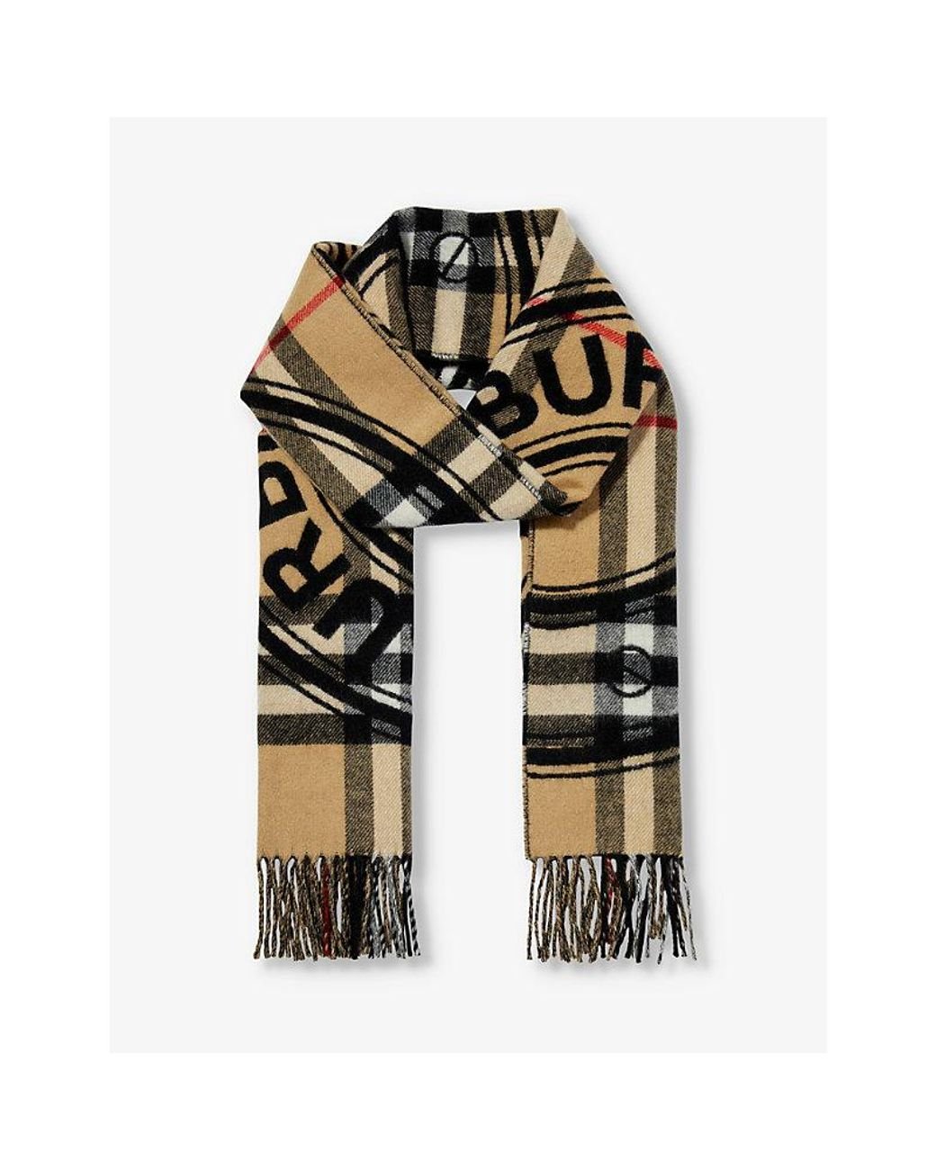 Check Cashmere Oversized Scarf in Archive Beige | Burberry® Official