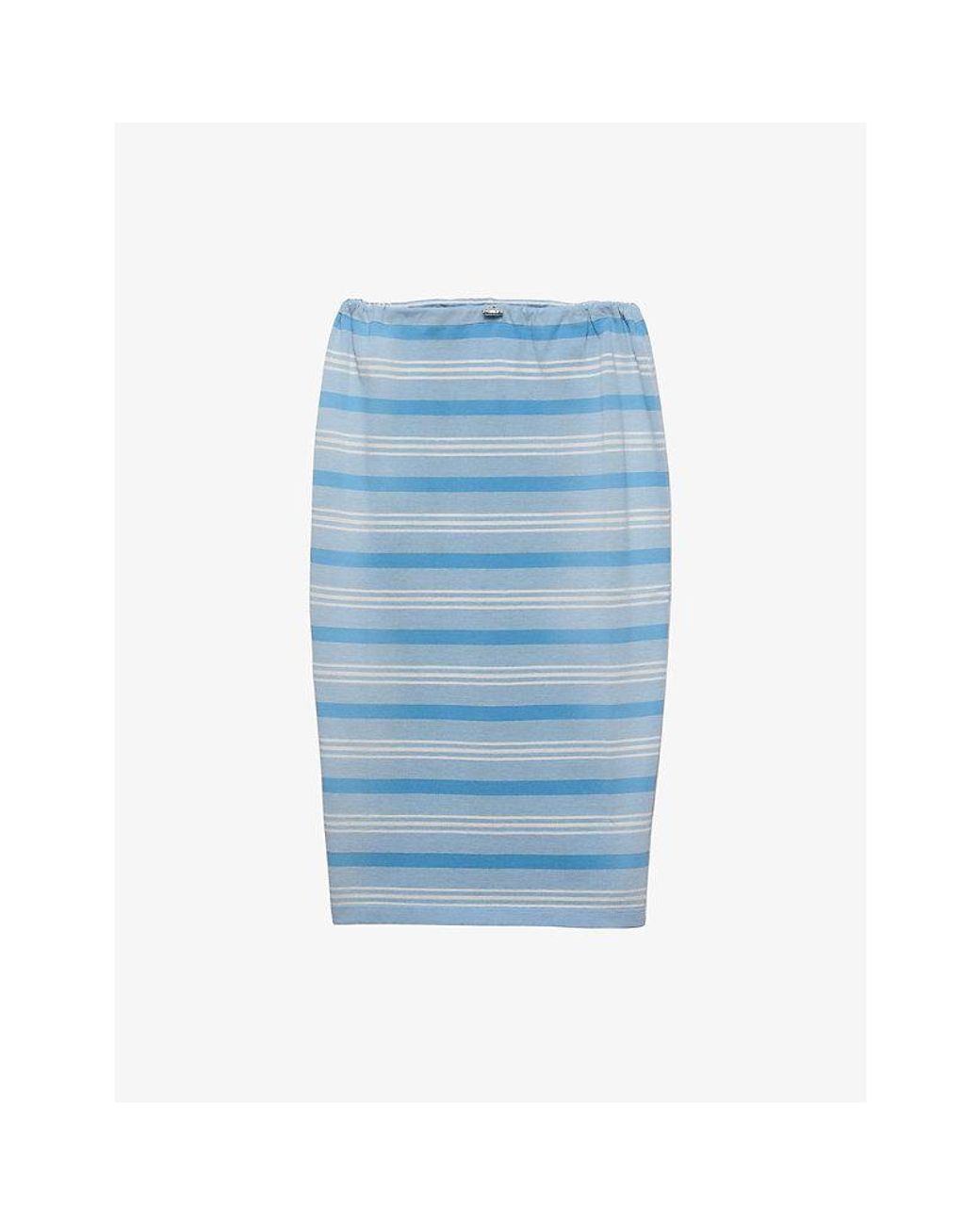 Prada Blue Striped Piqué Cotton Skirt