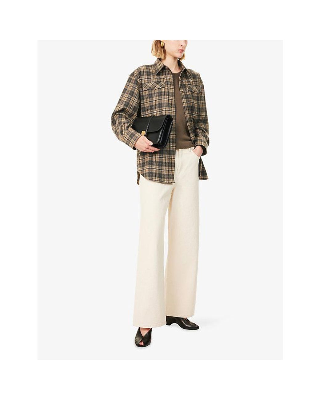 RÓHE Frames Brown Western Checked Wool-Blend Shirt