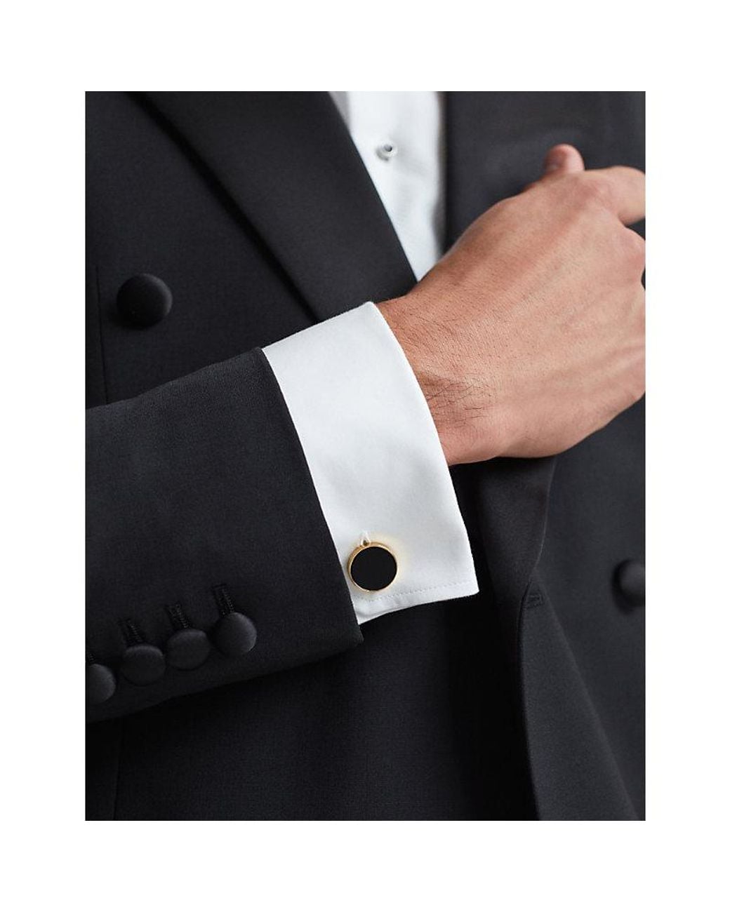 Reiss Black Ardley Onyx Metal Cufflinks for men