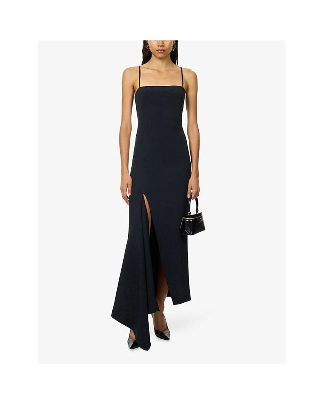 Givenchy Blue Slit Draped Crepe Maxi Dress