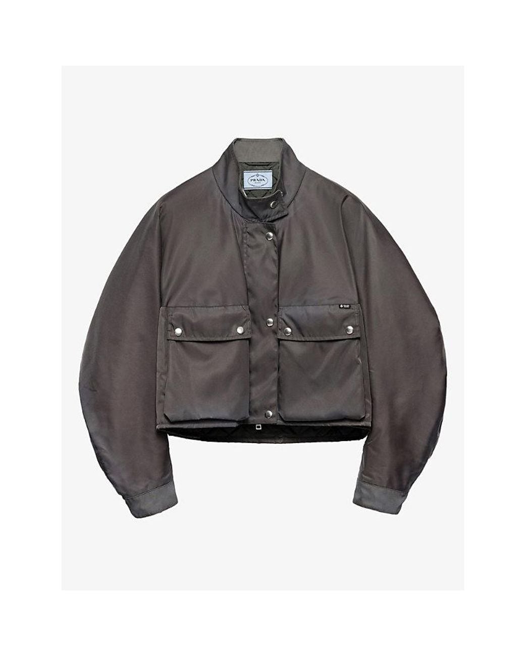 Prada Gray Re-Nylon Cropped Shell Jacket