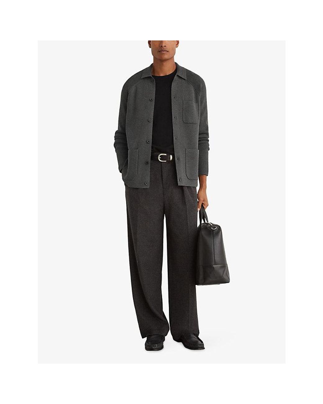 Reiss Gray Fitzwilliam Button-Through Knitted Cardigan for men