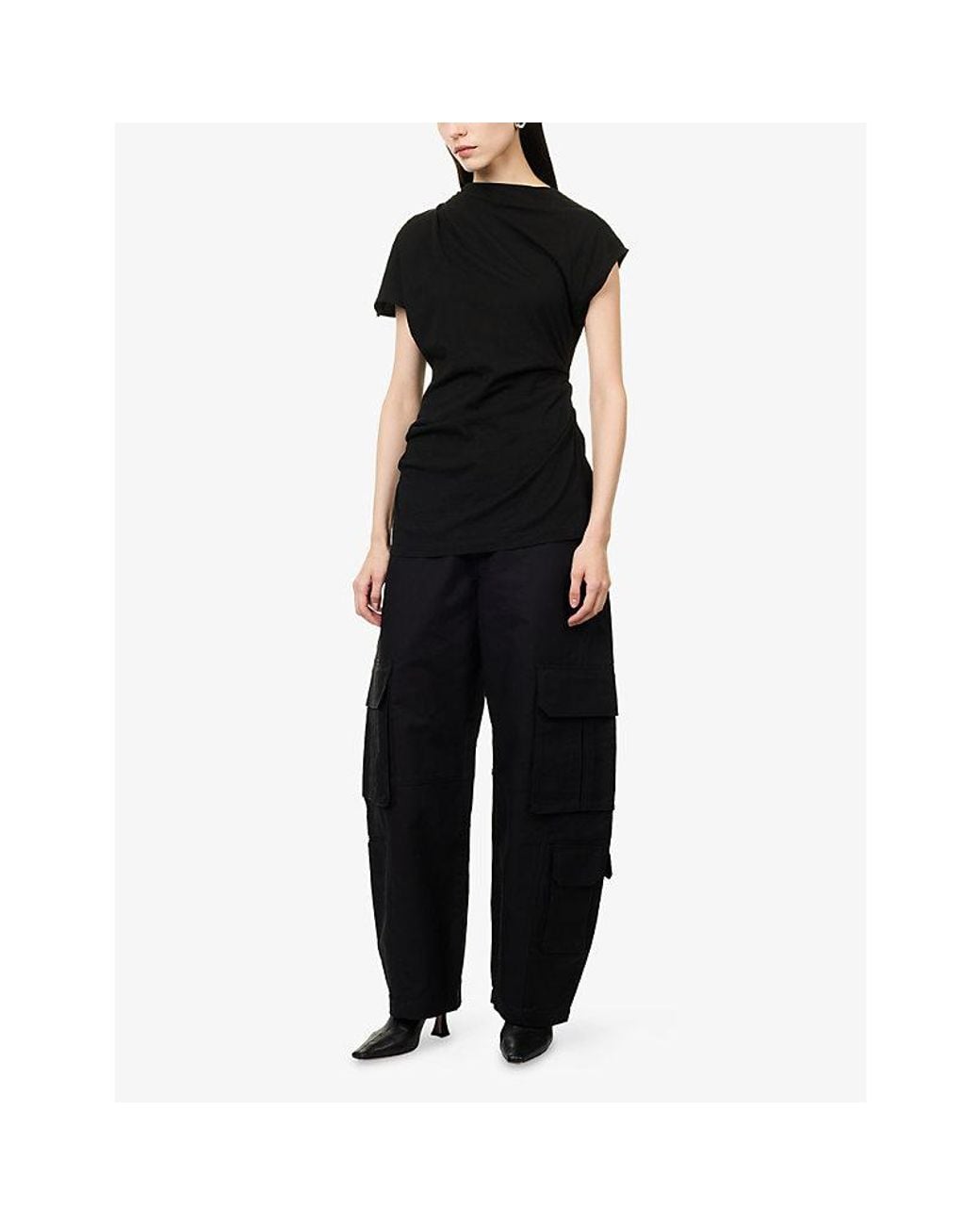 Agolde Black Ambika Patch-Pocket Cotton Trousers