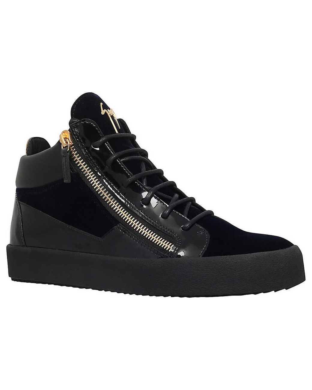 Giuseppe Zanotti Kriss Velvet And Patent Leather High- Top Trainers in Blue  for Men | Lyst