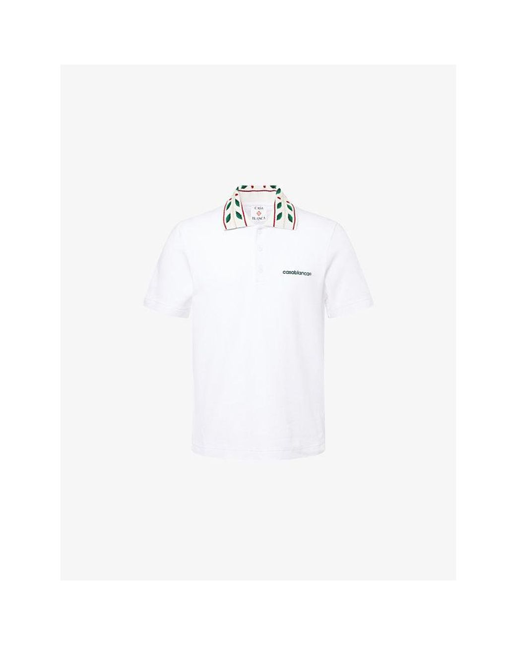 Casablanca White Laurel Pique Polo Cotton T-Shirt for men