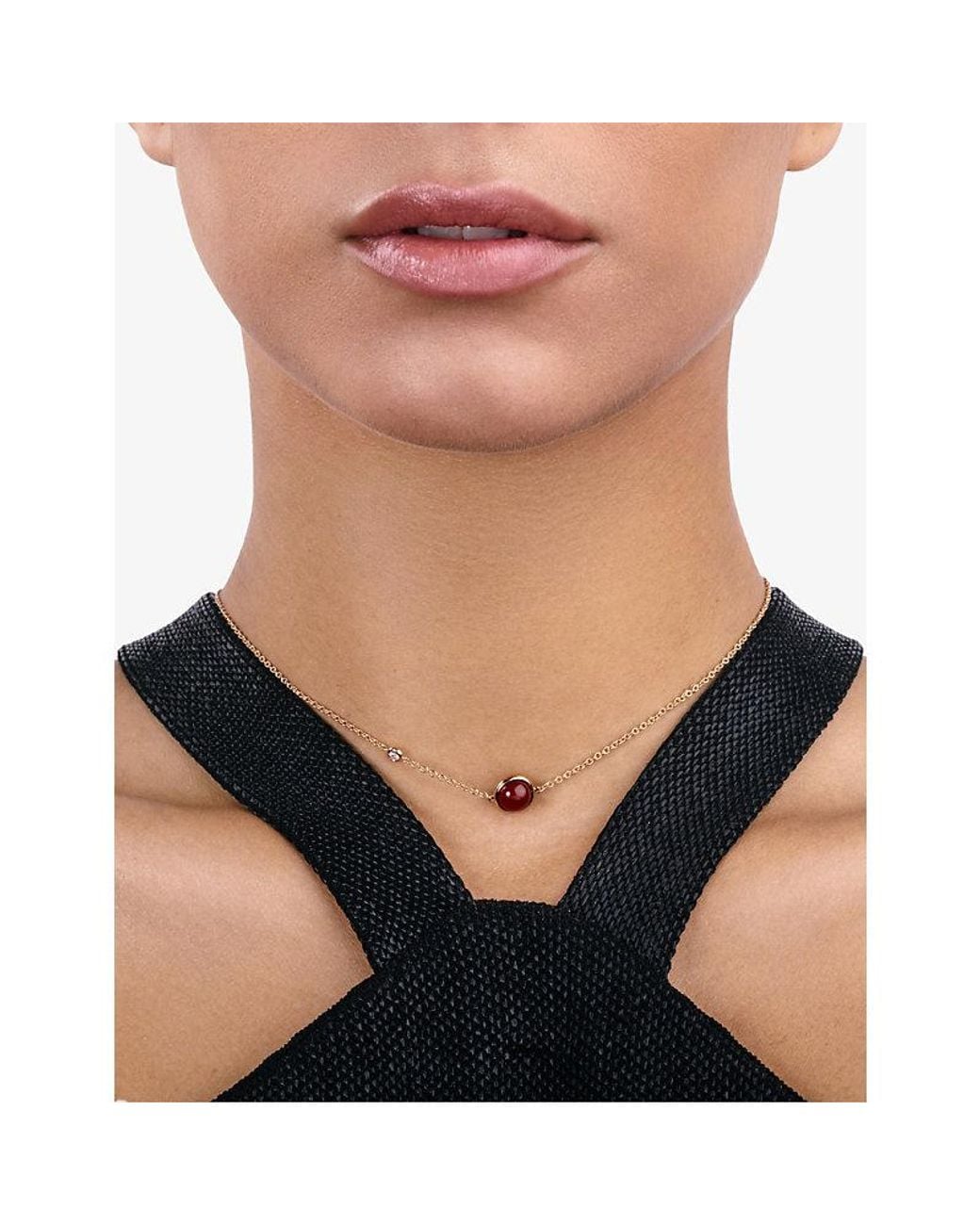 Piaget Metallic Possession 18Ct Rose- Carnelian And 0.05Ct Diamond Necklace