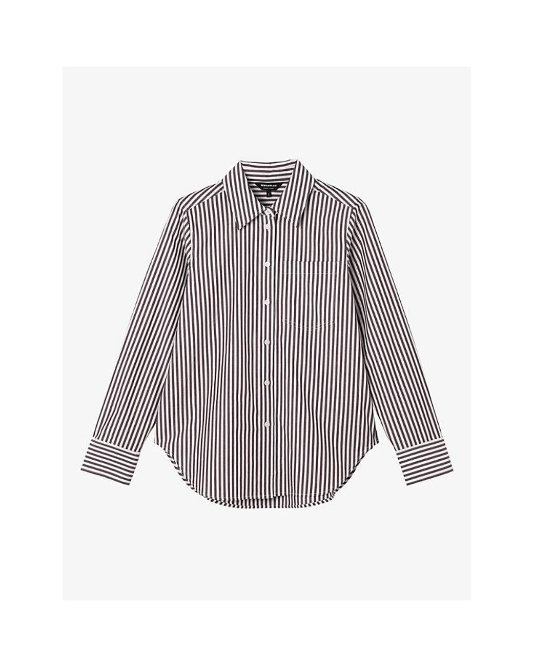 Whistles Purple Striped Relaxed-Fit Cotton Shirt