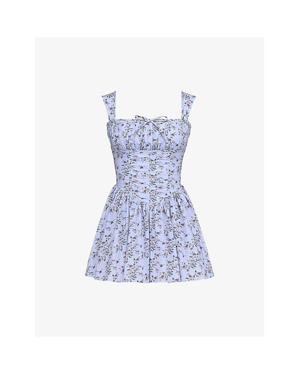 Ophelia Blue House Of Cb Dress House Of Cb Ophelia Floral-Print Chiffon Mini Dress In Ophelia Blue House Of Cb Dress House Of Cb Ophelia Floral-Print Chiffon Mini Dress In