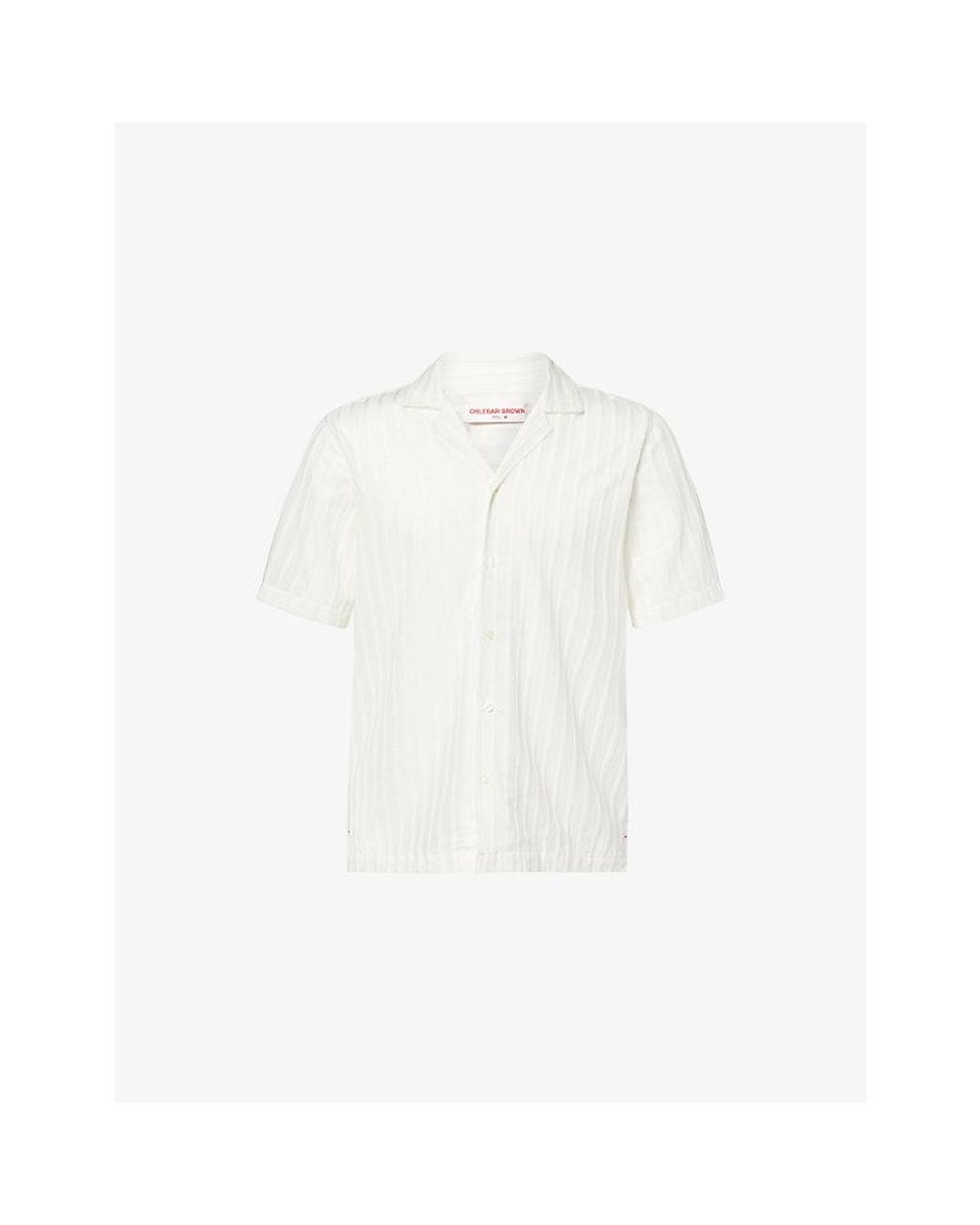 Orlebar Brown White Maitan Textured-Pattern Woven Shirt for men
