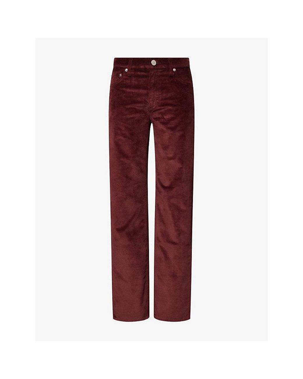Rag & Bone Red Andi Harlow Straight-Leg Cotton-Blend Corduroy Trousers