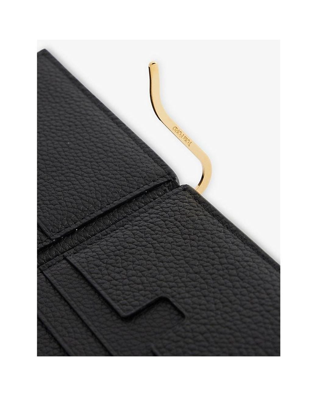 Tom Ford Black T Line Leather Money Clip Wallet for men