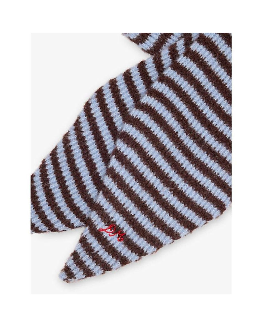 Damson Madder Blue Striped Tie-Front Knitted Hood