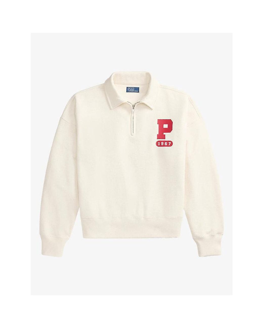 Polo Ralph Lauren White Logo-Print Relaxed-Fit Cotton-Blend Sweatshirt