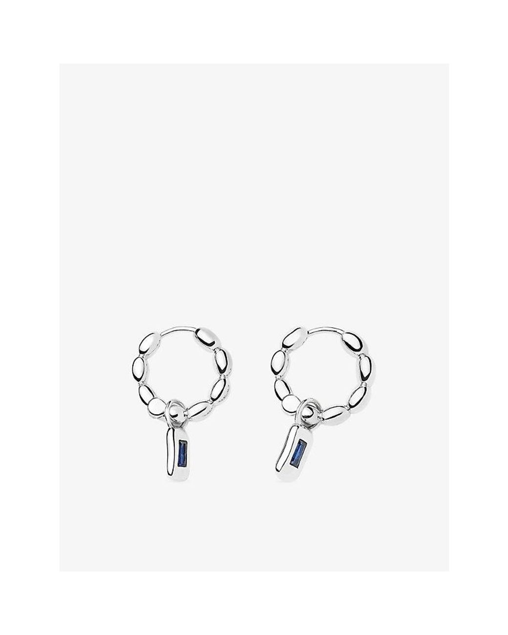 Missoma Metallic Molten Gemstone Charm Sterling-Plated Brass Hoop Earrings