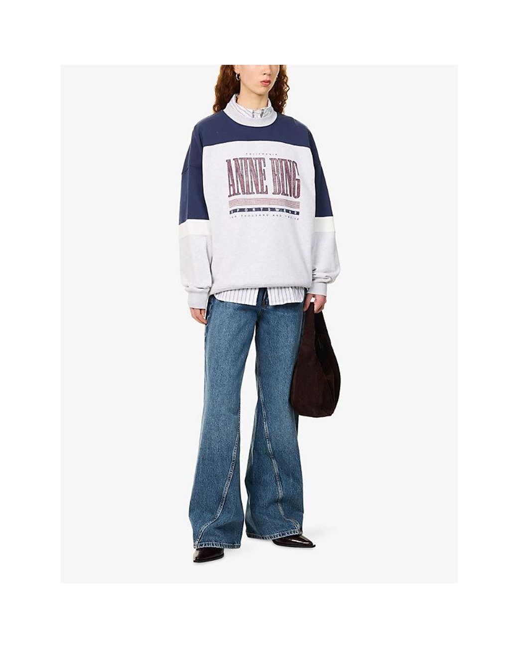 Anine Bing Blue Miles Relaxed-Fit Cotton-Jersey Sweatshirt