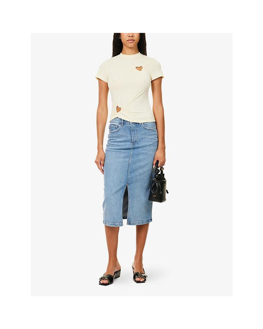 Amy Lynn Natural Heart Cut-Out Woven Top
