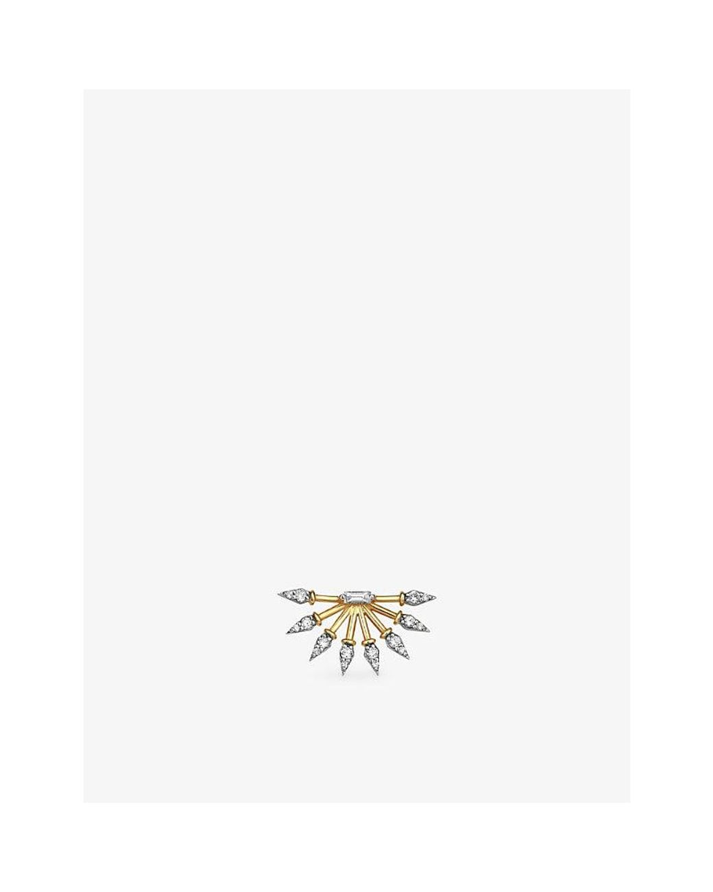 Kismet by Milka Metallic Curvature 0.04Ct Baguette-Diamond And 0.15Ct Diamond Stud Earring