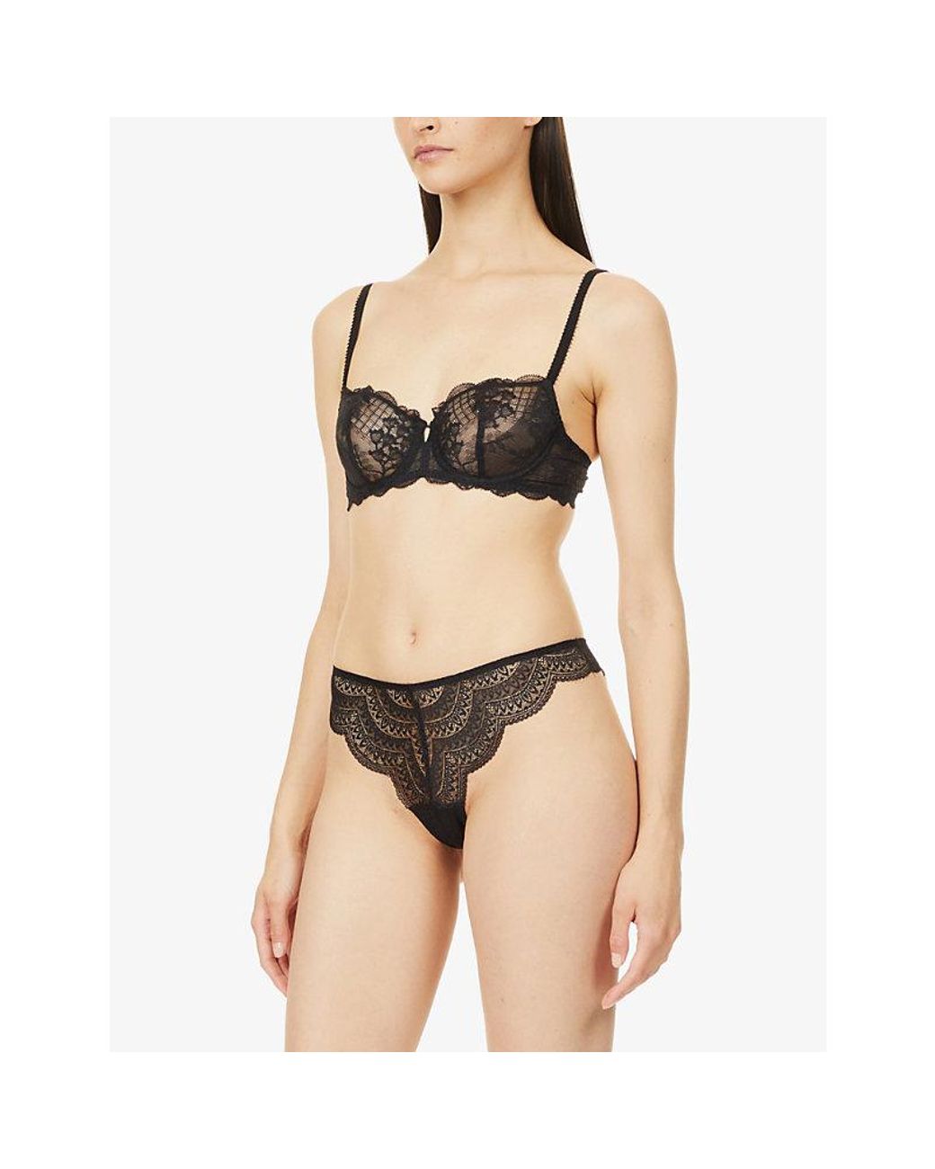Simone Perele Black Reve Lace Half-Cup Bra