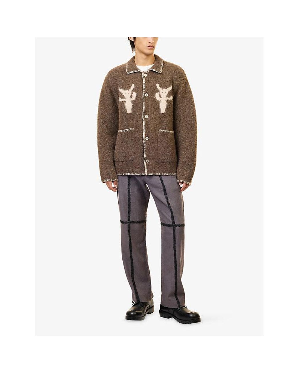 Heresy Brown Demons Knitted Cardigan for men