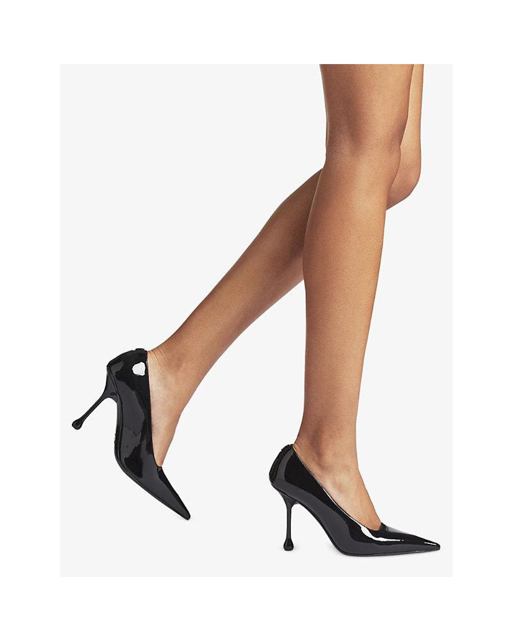 Jimmy Choo Black Ixia Tonal-Stitching Leather Heeled Courts