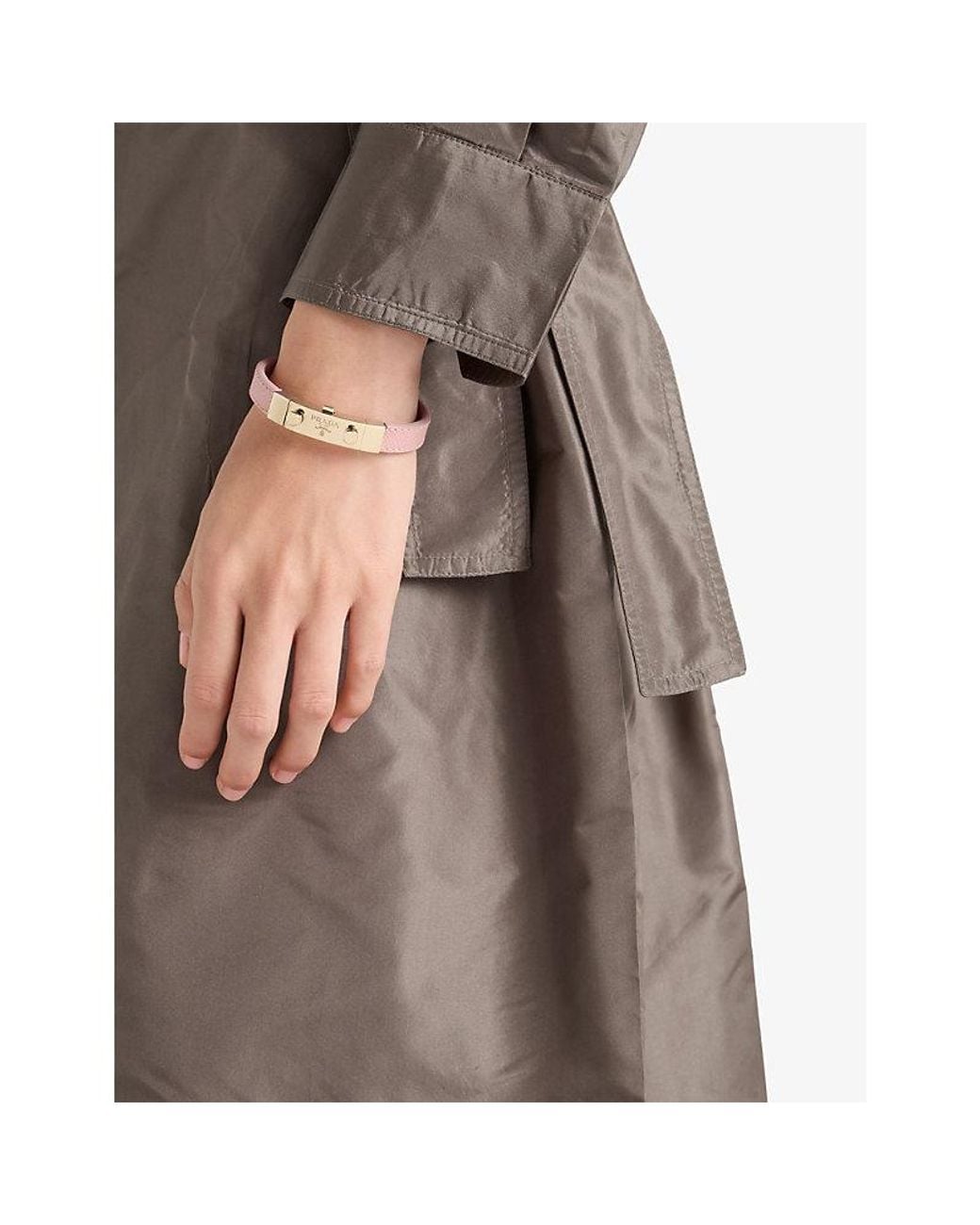 Prada Pink Saffiano Leather Bracelet