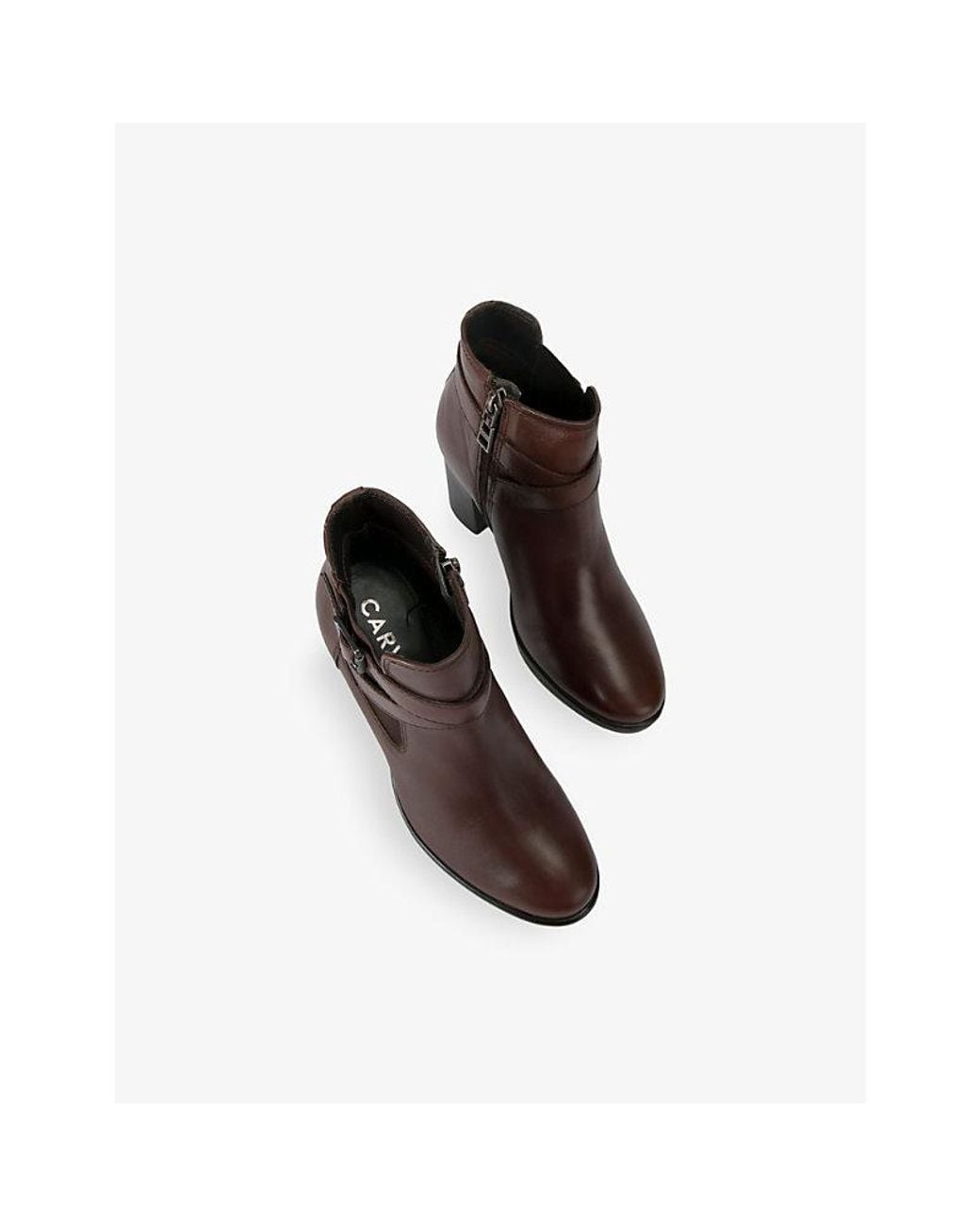 Carvela Kurt Geiger Brown 2 Buckle-Embellished Heeled Leather Ankle Boots
