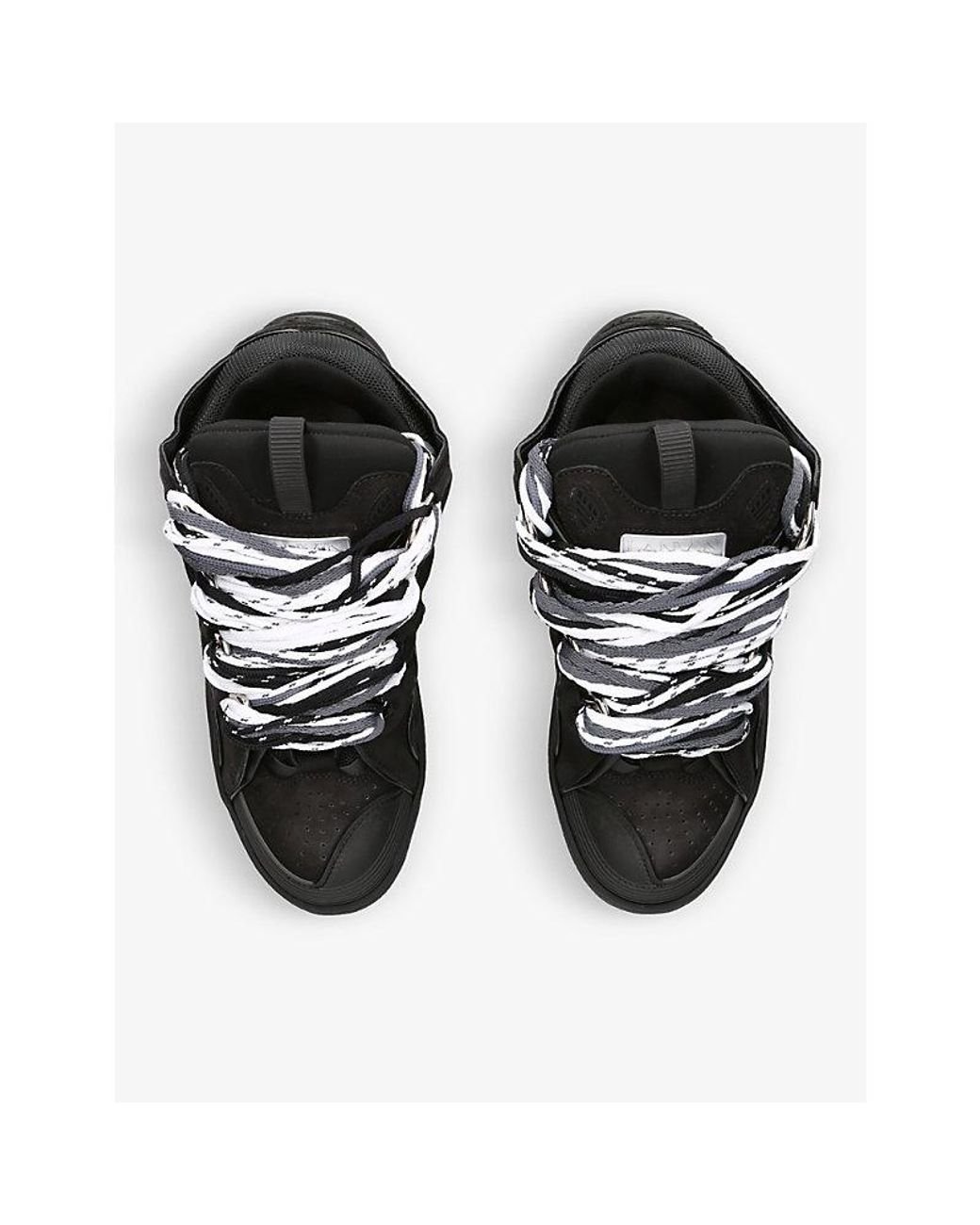 Lanvin Curb Multi-lace Leather, Suede And Mesh Trainers in Black for Men |  Lyst