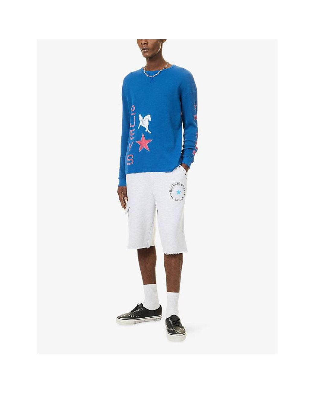 Twojeys White Keep It Real Cotton-Jersey Sweat Shorts for men