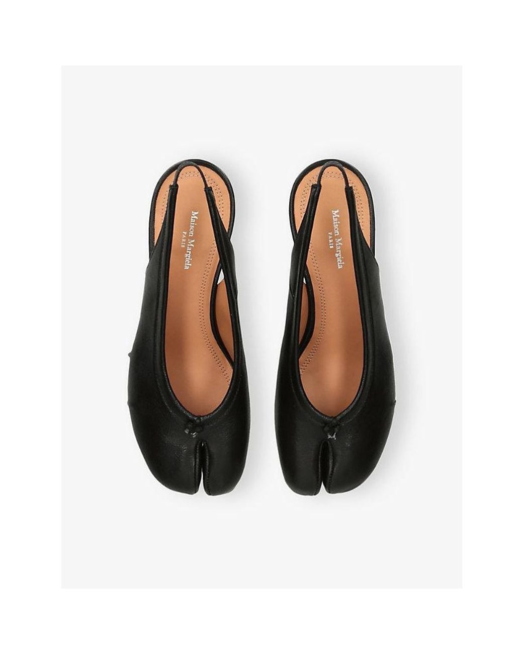 Maison Margiela Black Tabi Ballerina 30 Leather Slingbacks
