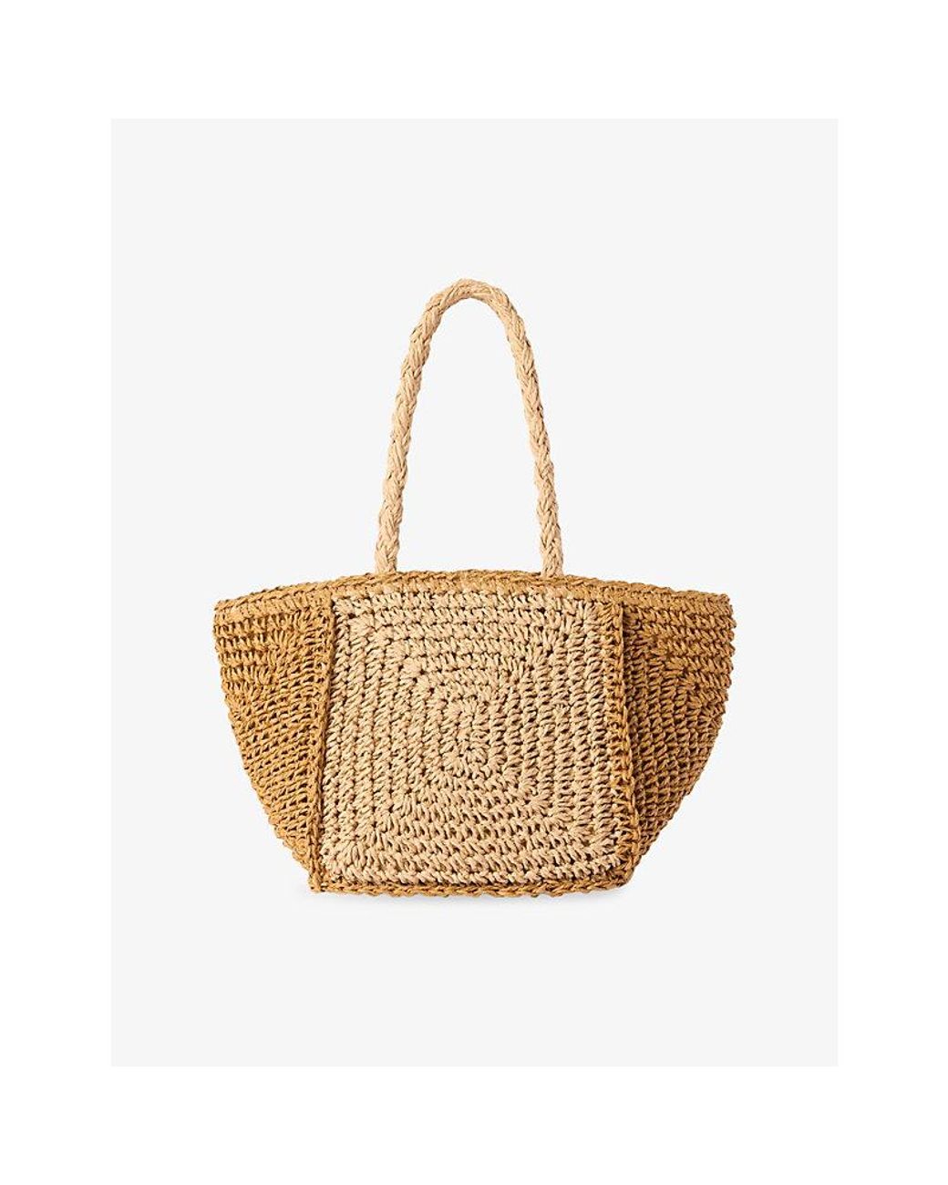 Whistles Natural Patchwork Straw Mini Bag