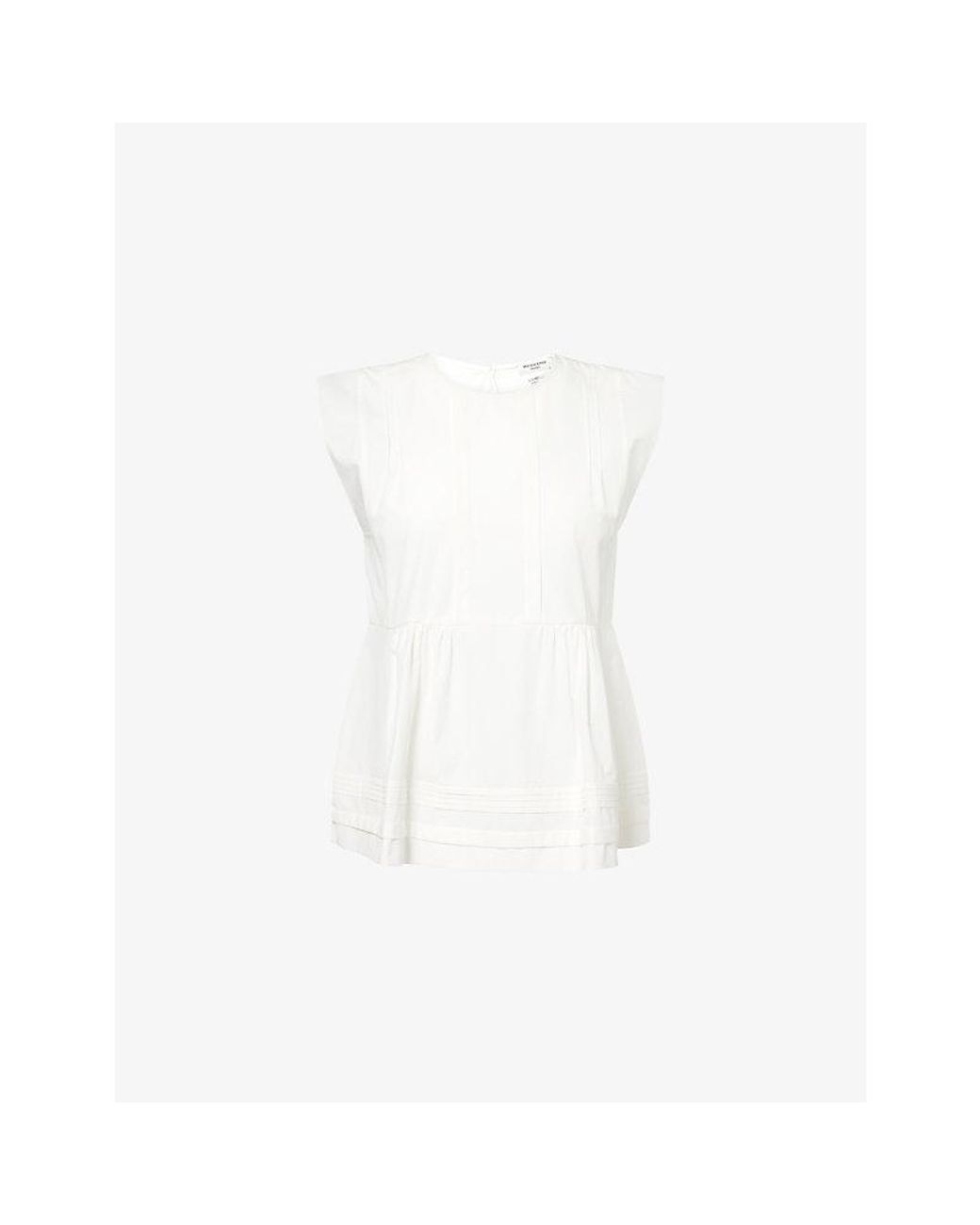 Weekend by Maxmara White Crew-Neck Sleeveless Cotton Top