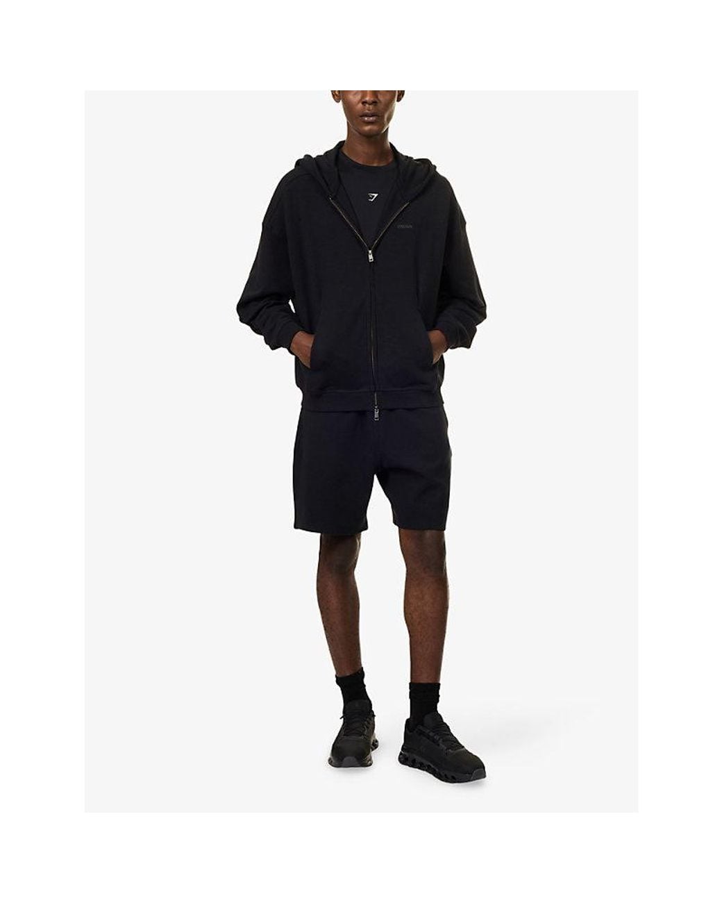 GYMSHARK Blue Evolve Zip-Through Cotton-Blend Hoody for men