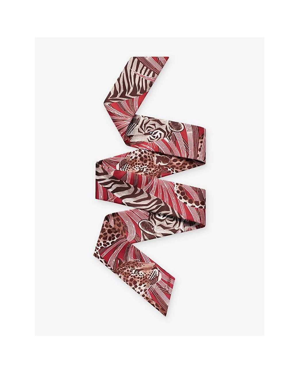 Cartier Red Panthère And Tiger Silk Bandeau Scarf