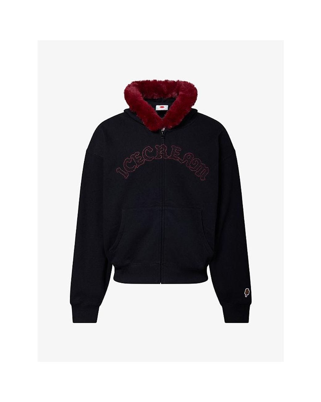 ICECREAM Blue Gothic Faux-Fur Cotton Hoodie for men