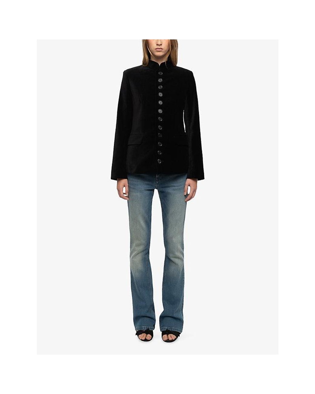Zadig & Voltaire Black Vallo Officer-Collar Stretch-Woven Blazer