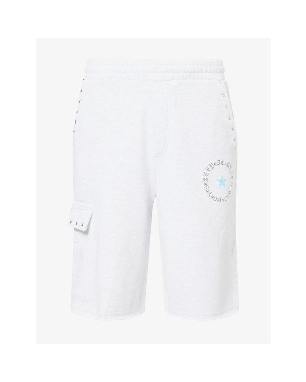 Twojeys White Keep It Real Cotton-Jersey Sweat Shorts for men