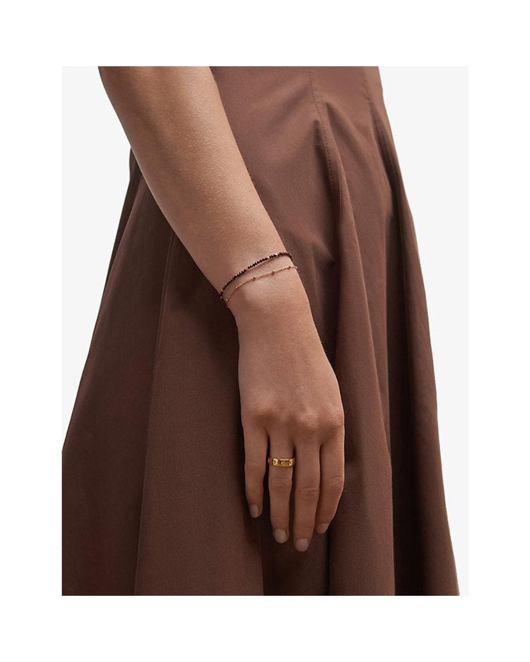 Astley Clarke Metallic Biography Tigers Eye 18Ct- Plated Sterling- Bracelet
