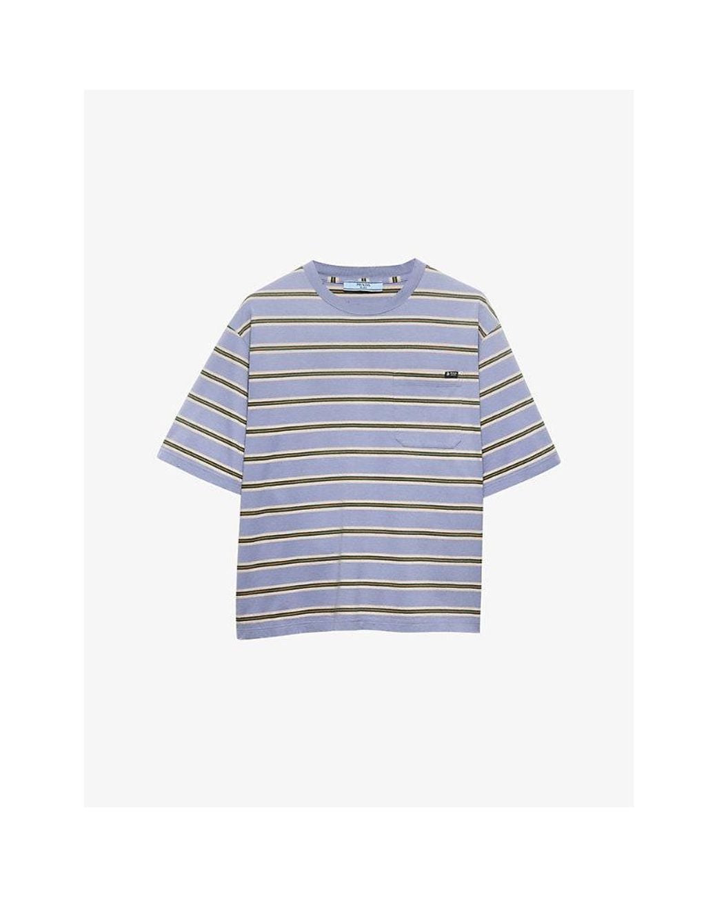 Prada Blue Stripe Short-Sleeve Cotton-Jersey T-Shirt
