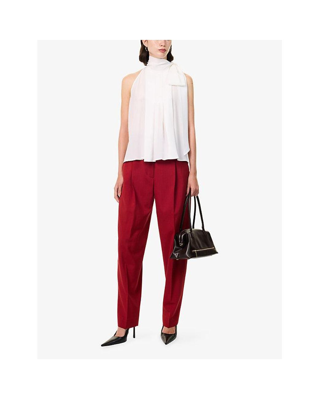 Max Mara White Sleeveless Crepe De Chine Silk Top