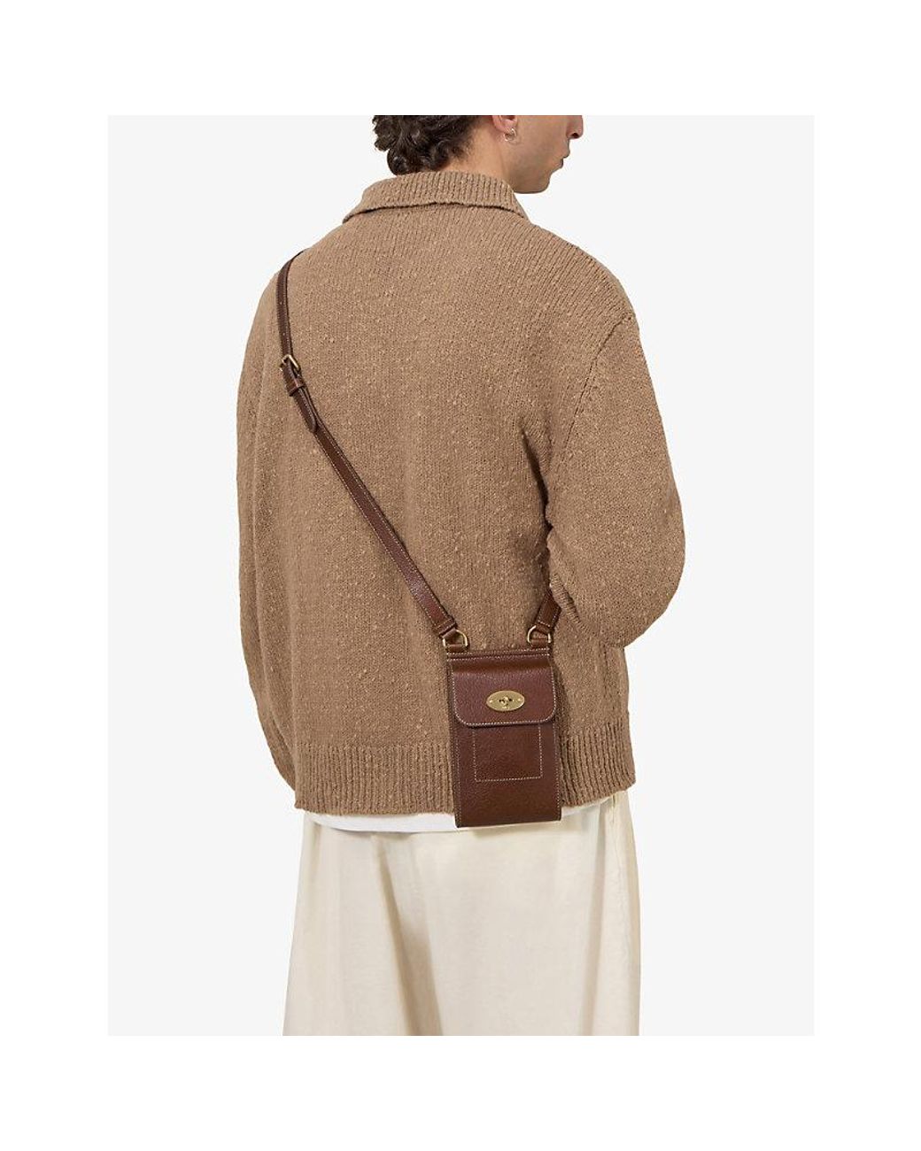 Mulberry Brown Mini Antony Leather Pouch for men