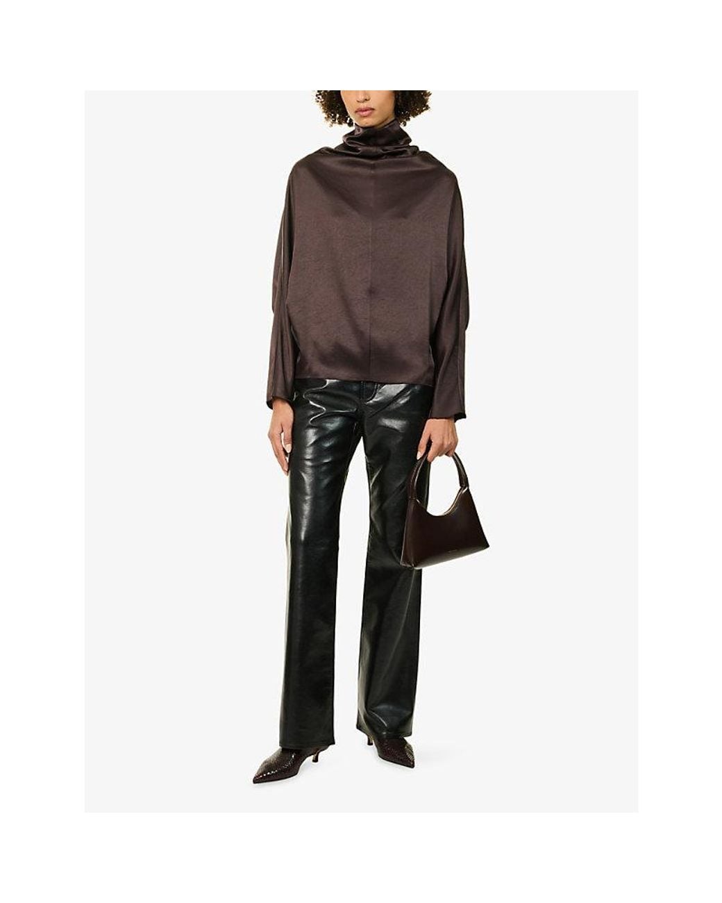 Citizens of Humanity Black Genova Straight-Leg Leather-Blend Trousers