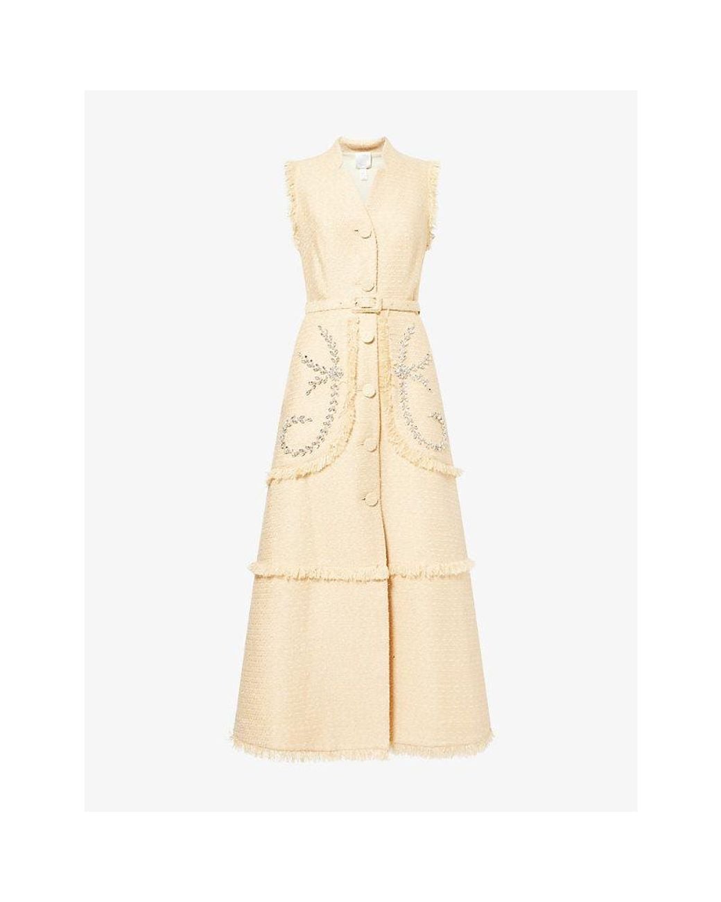 Huishan Zhang Natural Corinthe Jewel-Embellished Tweed Mini Dress