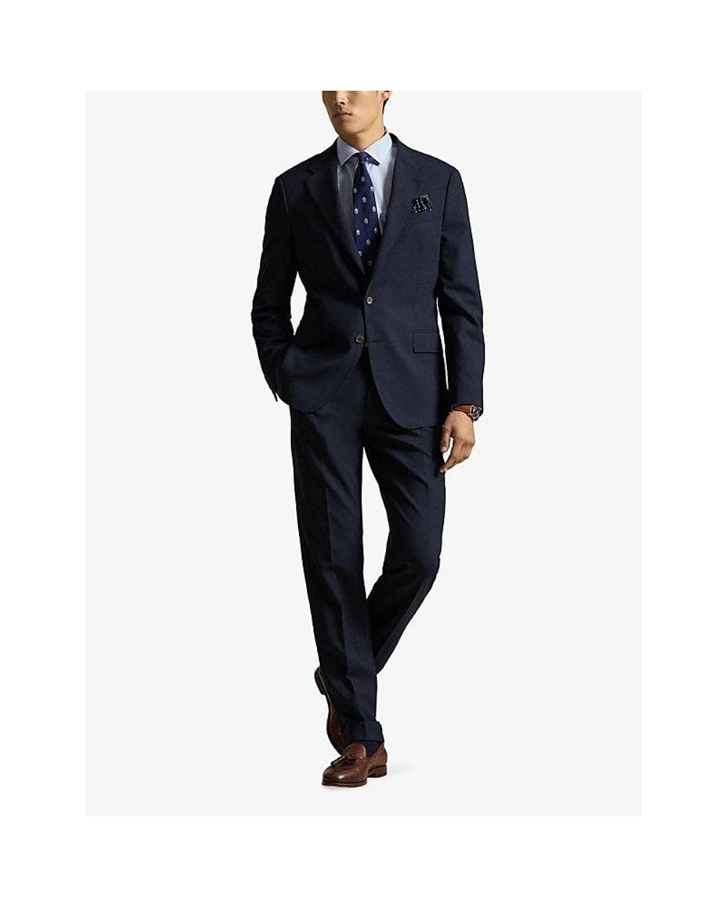 Polo Ralph Lauren Blue Tailored Single-Breasted Wool Blend Suit Jacket for men