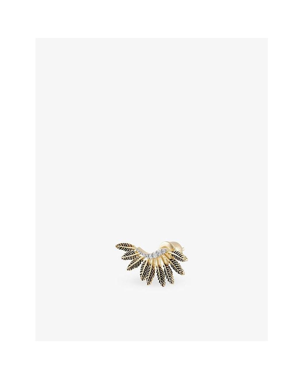 Kismet by Milka White Feather Arc 0.06Ct Diamond Stud Earring