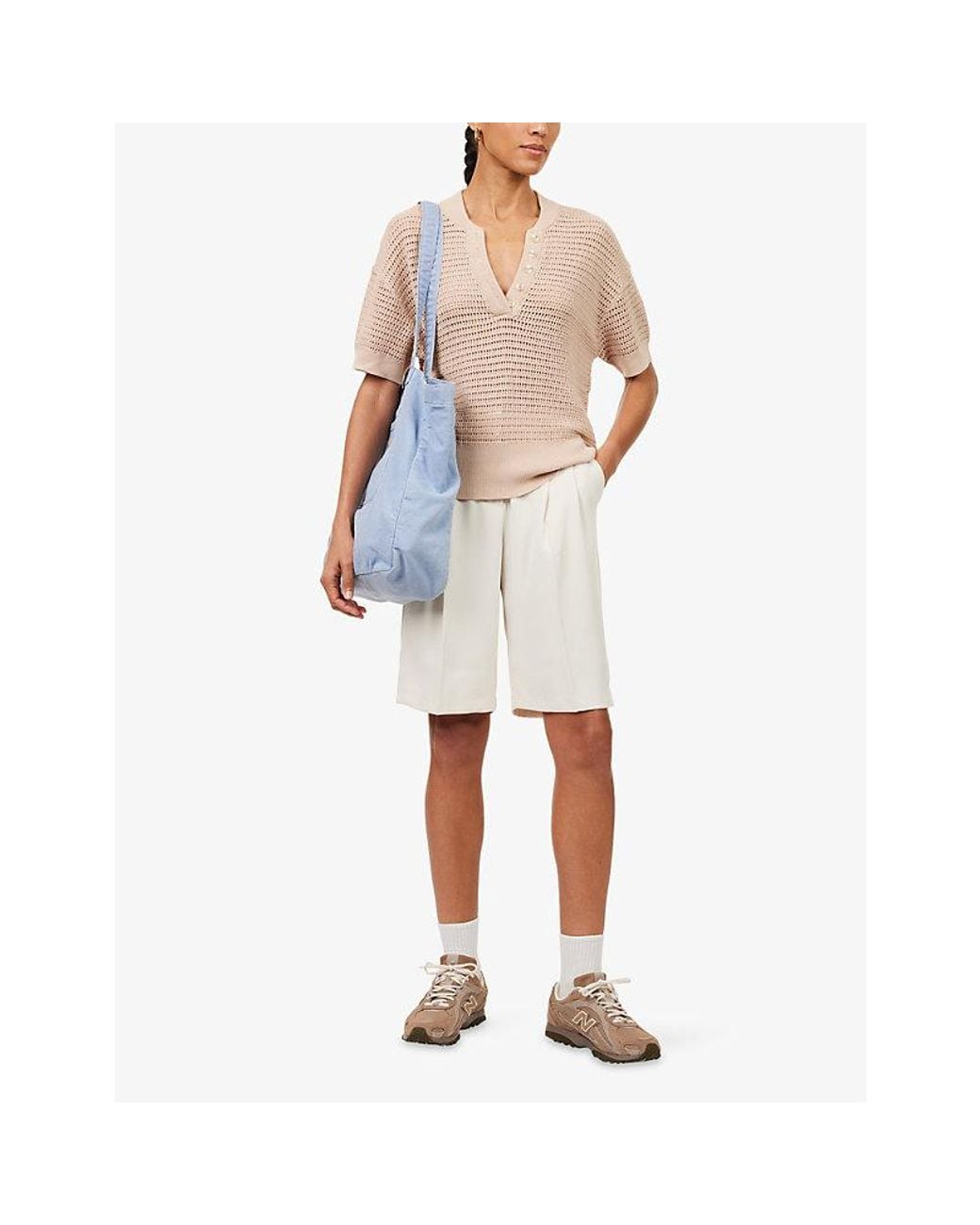Varley Natural Callie Open-Knit Cotton Top