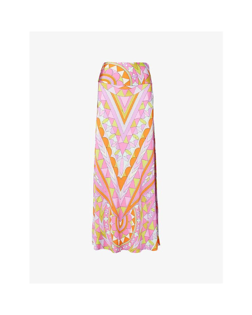 Emilio Pucci Pink Printed Satin-Jersey Maxi Skirt