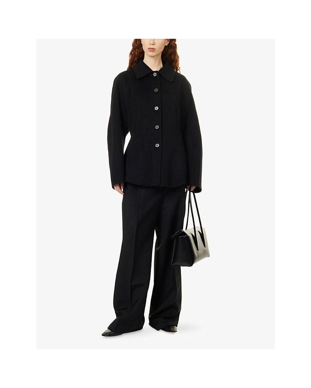 RÓHE Frames Black Sculptural Wool-Blend Jacket