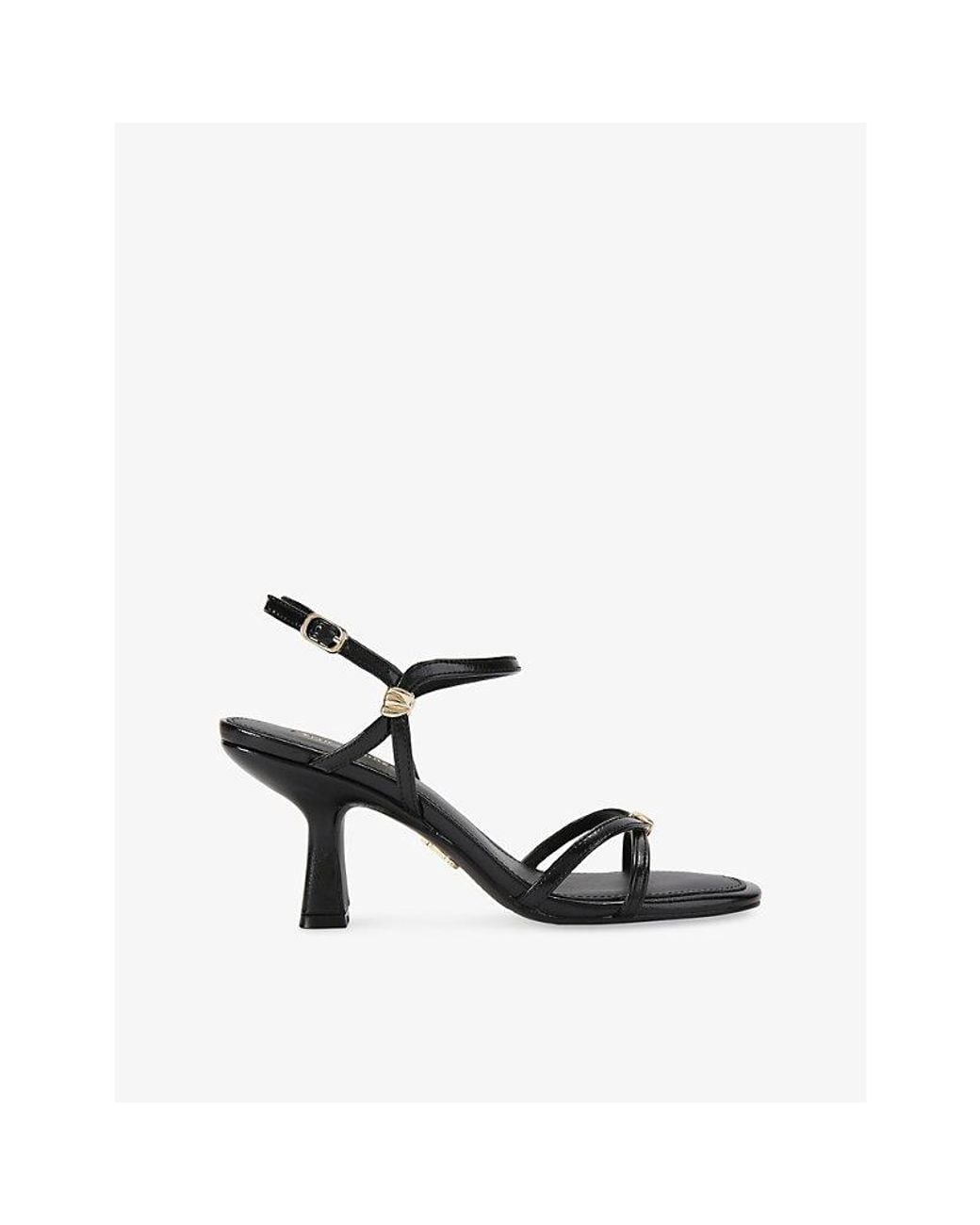 Steve Madden Black Posy Faux-Leather Heeled Sandals
